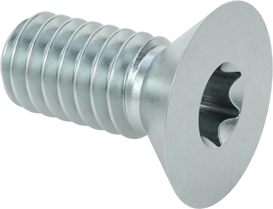 Çinko Kaplı Çelik Torx Düz Başlı Vidalar, 8-32 Diş Boyutu, 3/8" Uzunluk