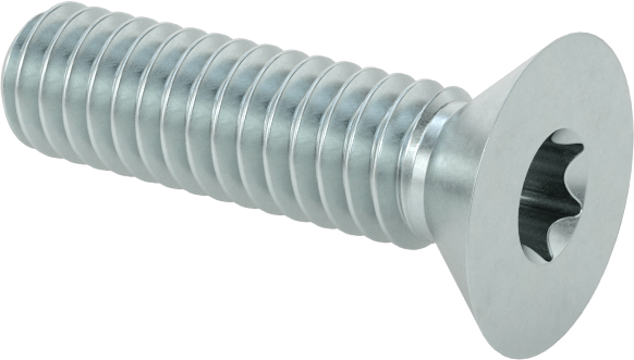 Çinko Kaplı Çelik Torx Düz Başlı Vidalar, 8-32 Diş Boyutu, 5/8" Uzunluk