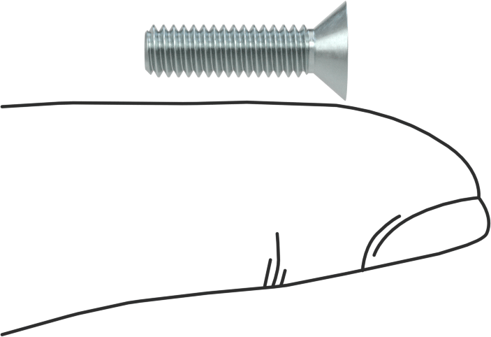 Çinko Kaplı Çelik Torx Düz Başlı Vidalar, 8-32 Diş Boyutu, 5/8" Uzunluk