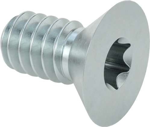 Çinko Kaplı Çelik Torx Düz Başlı Vidalar, 10-24 Diş Boyutu, 3/8" Uzunluk