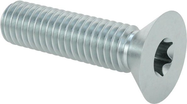 Çinko Kaplı Çelik Torx Düz Başlı Vidalar, 10-32 Diş Boyutu, 3/4" Uzunluk