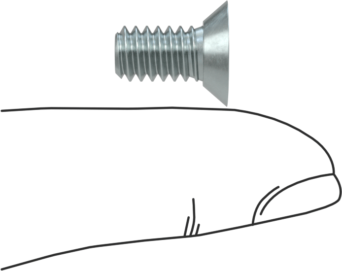 Çinko Kaplı Çelik Torx Düz Başlı Vidalar, 1/4"-20 Diş Boyutu, 1/2" Uzunluk
