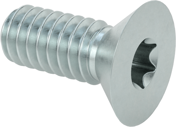Çinko Kaplı Çelik Torx Düz Başlı Vidalar, 1/4"-20 Diş Boyutu, 5/8" Uzunluk