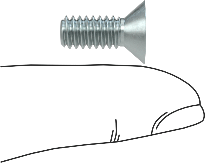 Çinko Kaplı Çelik Torx Düz Başlı Vidalar, 1/4"-20 Diş Boyutu, 5/8" Uzunluk