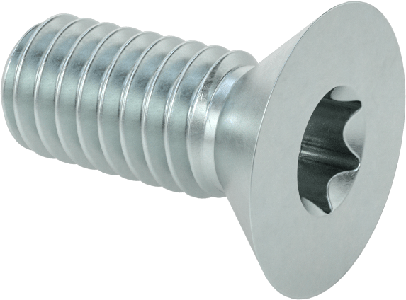 Çinko Kaplı Çelik Torx Düz Başlı Vidalar, 5/16"-18 Diş Boyutu, 3/4" Uzunluk