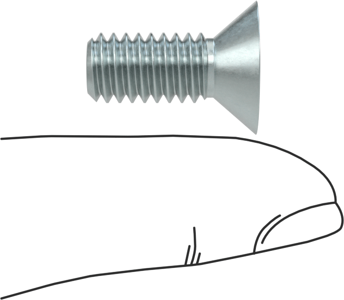 Çinko Kaplı Çelik Torx Düz Başlı Vidalar, 5/16"-18 Diş Boyutu, 3/4" Uzunluk