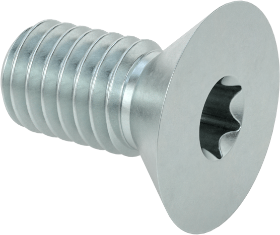Çinko Kaplı Çelik Torx Düz Başlı Vidalar, 3/8"-16 Diş Boyutu, 3/4" Uzunluk