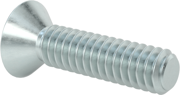 Çinko Kaplı Çelik Torx Düz Başlı Vidalar, 1/4"-20 Diş Boyutu, 1" Uzunluk