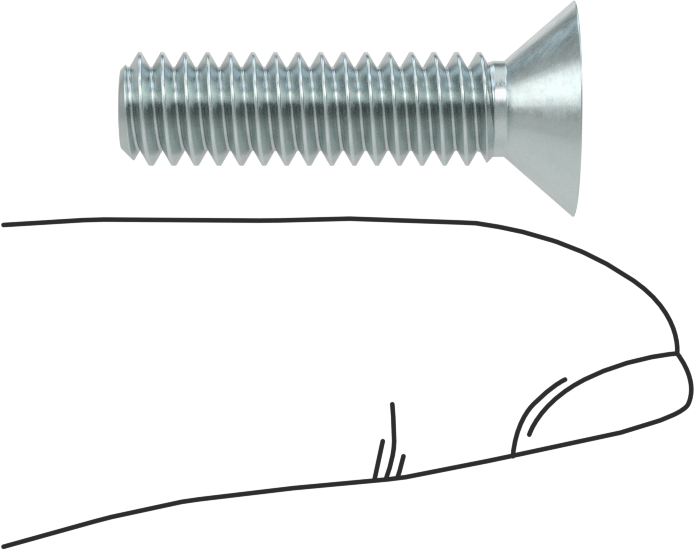 Çinko Kaplı Çelik Torx Düz Başlı Vidalar, 1/4"-20 Diş Boyutu, 1" Uzunluk