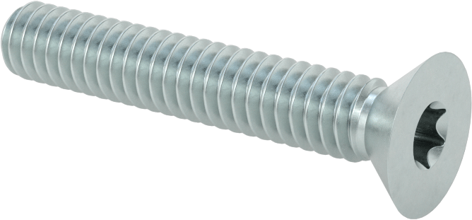 Çinko Kaplı Çelik Torx Düz Başlı Vidalar, 1/4"-20 Diş Boyutu, 1-1/2" Uzunluk