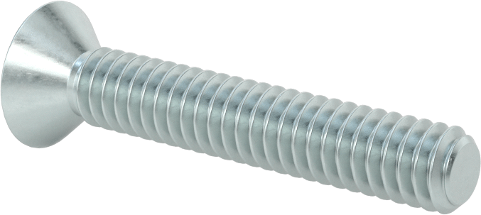 Çinko Kaplı Çelik Torx Düz Başlı Vidalar, 1/4"-20 Diş Boyutu, 1-1/2" Uzunluk