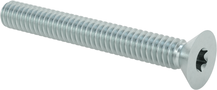 Çinko Kaplı Çelik Torx Düz Başlı Vidalar, 1/4"-20 Diş Boyutu, 2" Uzunluk
