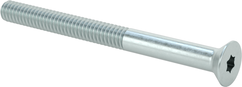Çinko Kaplı Çelik Torx Düz Başlı Vidalar, 1/4"-20 Diş Boyutu, 3" Uzunluk