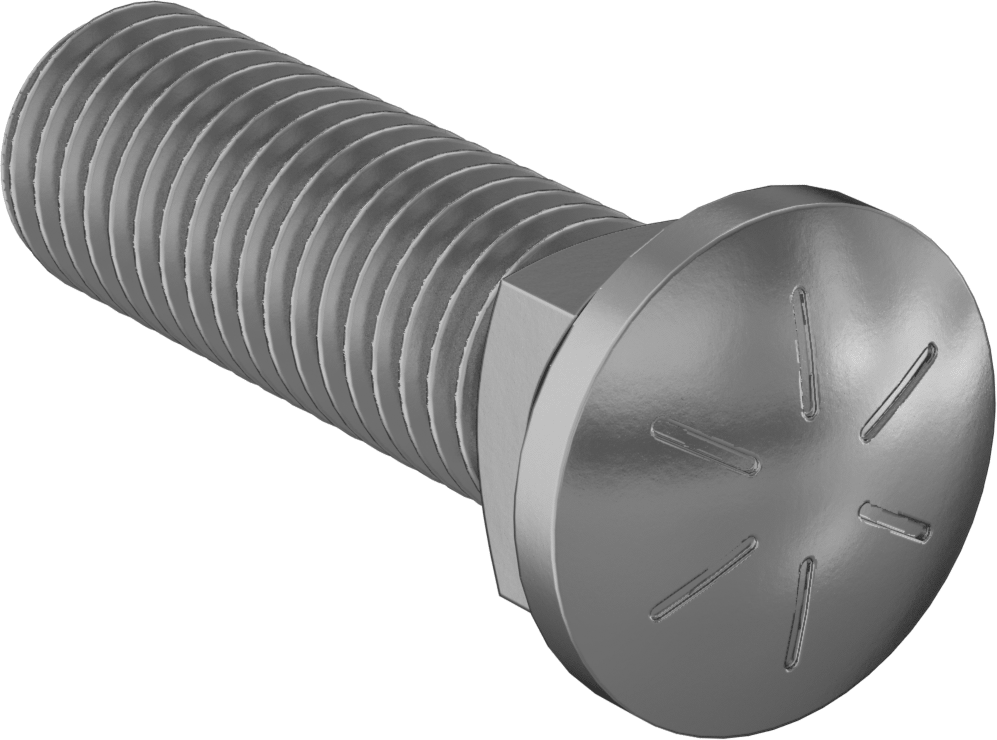 Kare Boyunlu Oval Başlı Sürgü Cıvataları, 5/8"-11 Diş Boyutu, 2-1/4" Uzunluk