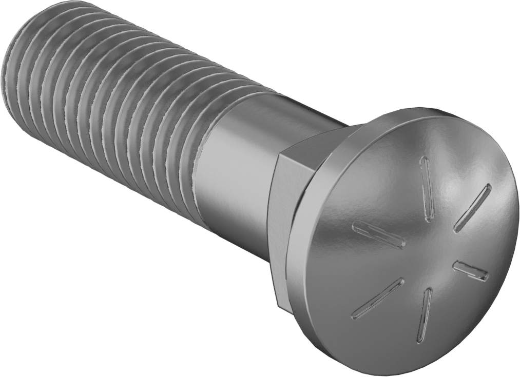 Kare Boyunlu Oval Başlı Sürgü Cıvataları, 5/8"-11 Diş Boyutu, 2-1/2" Uzunluk