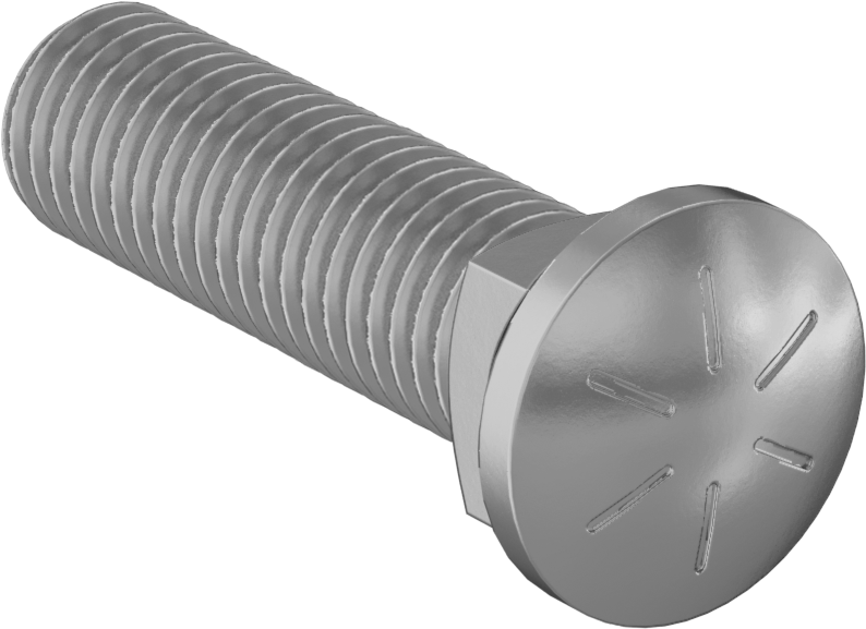 Kare Boyunlu Oval Başlı Sürgü Cıvataları, 5/8"-11 Diş Boyutu, 2-1/4" Uzunluk
