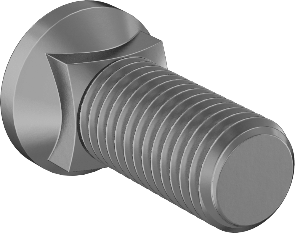Kare Boyunlu Oval Başlı Sürgü Cıvataları, 3/4"-10 Diş Boyutu, 2" Uzunluk