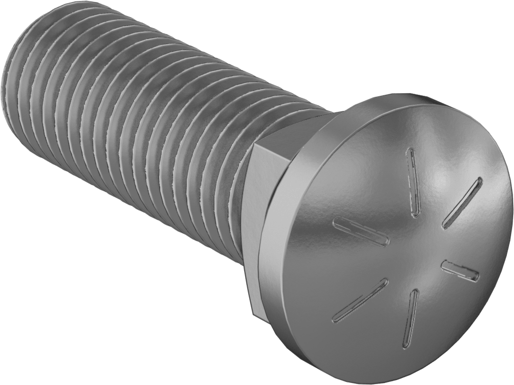 Kare Boyunlu Oval Başlı Sürgü Cıvataları, 3/4"-10 Diş Boyutu, 2-1/2" Uzunluk