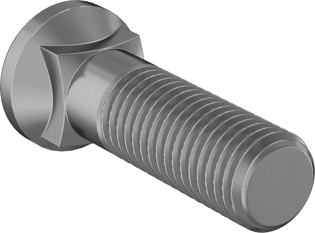 Kare Boyunlu Oval Başlı Sürgü Cıvataları, 3/4"-10 Diş Boyutu, 2-3/4" Uzunluk
