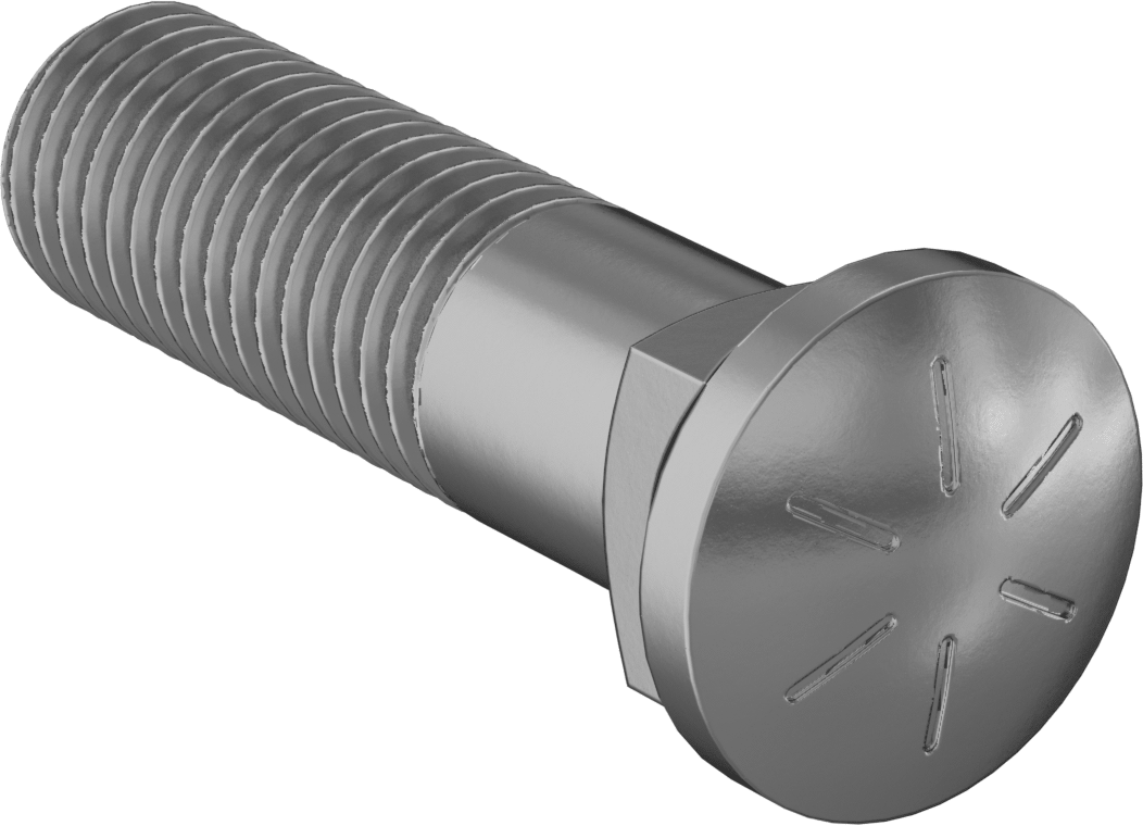 Kare Boyunlu Oval Başlı Sürgü Cıvataları, 3/4"-10 Diş Boyutu, 3" Uzunluk
