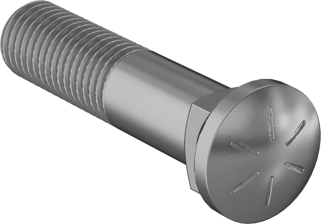 Kare Boyunlu Oval Başlı Sürgü Cıvataları, 3/4"-10 Diş Boyutu, 3-1/2" Uzunluk