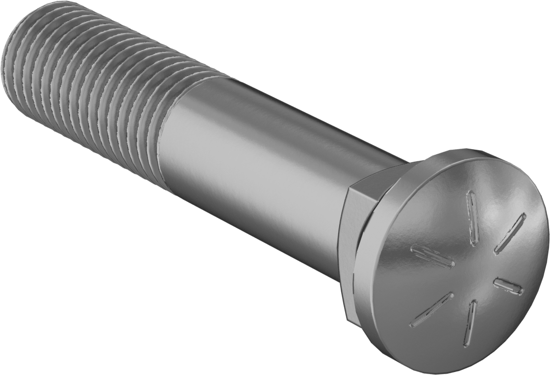 Kare Boyunlu Oval Başlı Sürgü Cıvataları, 3/4"-10 Diş Boyutu, 4" Uzunluk
