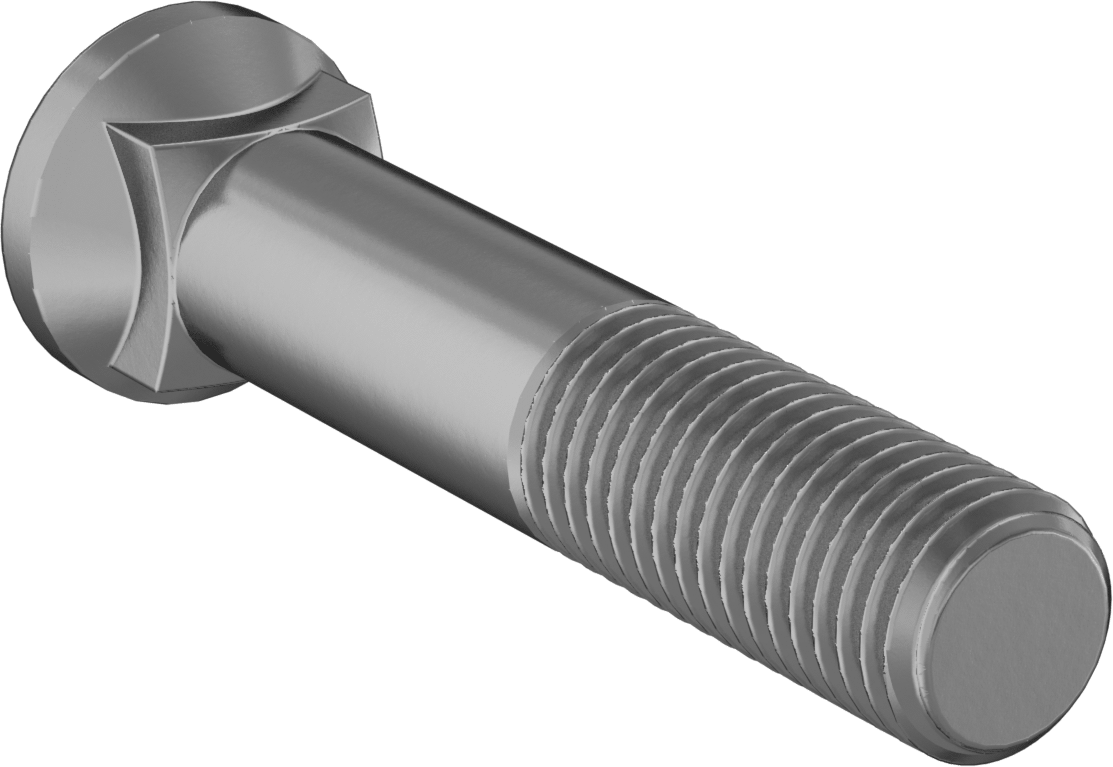 Kare Boyunlu Oval Başlı Sürgü Cıvataları, 3/4"-10 Diş Boyutu, 4" Uzunluk