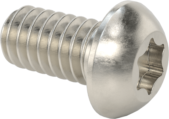 Yüksek Mukavemetli A286 Paslanmaz Çelik Düğme Başlı Torx Vida, 1/4"-20 Diş, 1/2" Uzunluk
