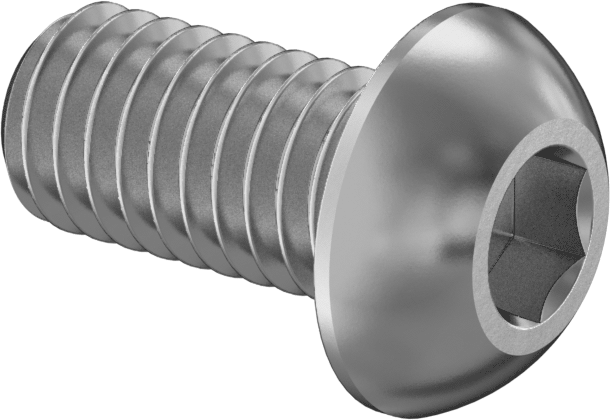 Titanyum Düğme Başlı Altıgen Soketli Vida, M6 x 1,00 mm Diş, 12 mm Uzunluk