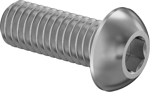 Titanyum Düğme Başlı Altıgen Soketli Vida, M6 x 1,00 mm Diş, 16 mm Uzunluk
