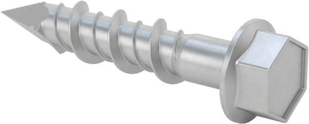 Duvar ve Beton için 410 Paslanmaz Çelik Kılavuzlu Vida, Altıgen Pul Başlığı, 1/4" Vida Boyutu, 1-1/4" Uzunluk