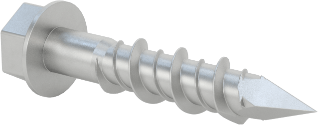 Duvar ve Beton için 410 Paslanmaz Çelik Kılavuzlu Vida, Altıgen Pul Başlığı, 1/4" Vida Boyutu, 1-1/4" Uzunluk