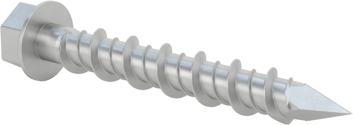 Duvar ve Beton için 410 Paslanmaz Çelik Kılavuzlu Vida, Altıgen Pul Başlığı, 1/4" Vida Boyutu, 1-3/4" Uzunluk