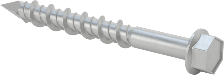 Duvar ve Beton için 410 Paslanmaz Çelik Kılavuzlu Vida, Altıgen Pul Başlığı, 1/4" Vida Boyutu, 2-1/4" Uzunluk