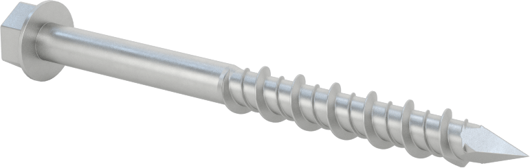 Duvar ve Beton için 410 Paslanmaz Çelik Kılavuzlu Vida, Altıgen Pul Başlığı, 1/4" Vida Boyutu, 2-3/4" Uzunluk