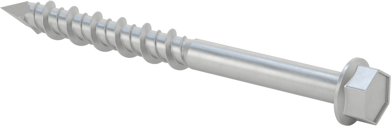 Duvar ve Beton için 410 Paslanmaz Çelik Kılavuzlu Vida, Altıgen Pul Başlığı, 1/4" Vida Boyutu, 2-3/4" Uzunluk