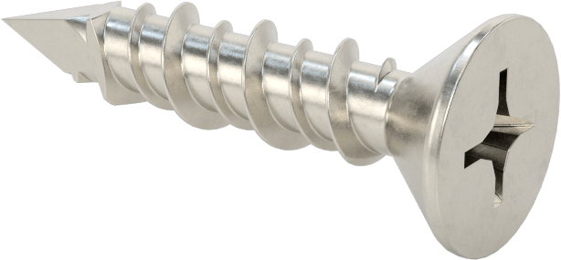 Duvar ve Beton için 410 Paslanmaz Çelik Kılavuzlu Vida, Düz Başlı Phillips, 1/4" Vida Boyutu, 1-1/4" Uzunluk