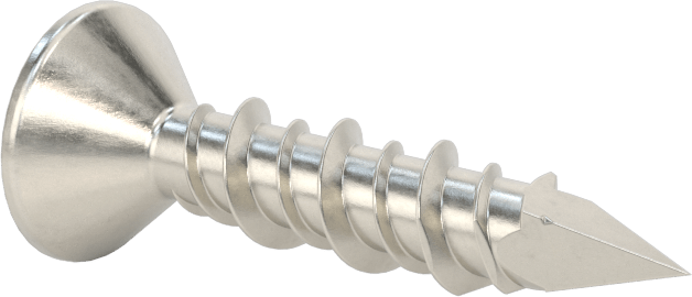 Duvar ve Beton için 410 Paslanmaz Çelik Kılavuzlu Vida, Düz Başlı Phillips, 1/4" Vida Boyutu, 1-1/4" Uzunluk