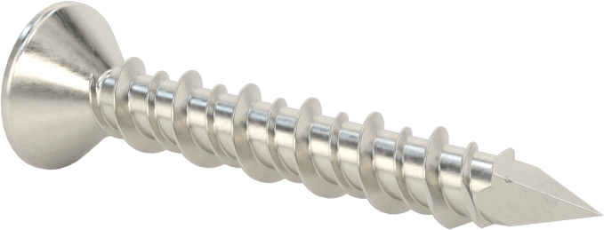 Duvar ve Beton için 410 Paslanmaz Çelik Kılavuzlu Vida, Düz Başlı Phillips, 1/4" Vida Boyutu, 1-3/4" Uzunluk