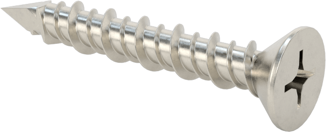 Duvar ve Beton için 410 Paslanmaz Çelik Kılavuzlu Vida, Düz Başlı Phillips, 1/4" Vida Boyutu, 1-3/4" Uzunluk