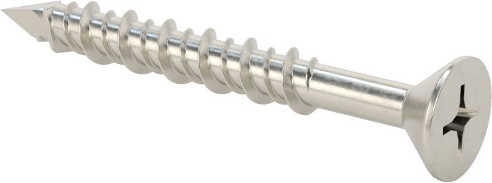 Duvar ve Beton için 410 Paslanmaz Çelik Kılavuzlu Vida, Düz Başlı Phillips, 1/4" Vida Boyutu, 2-1/4" Uzunluk