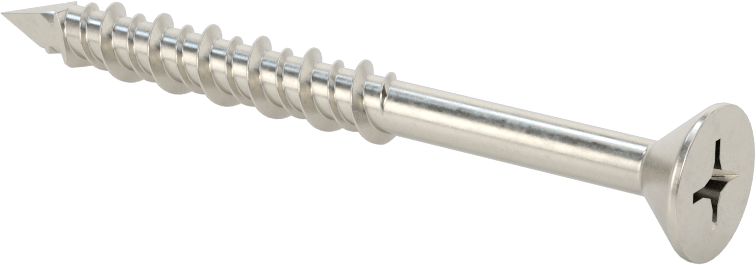 Duvar ve Beton için 410 Paslanmaz Çelik Kılavuzlu Vida, Düz Başlı Phillips, 1/4" Vida Boyutu, 2-3/4" Uzunluk