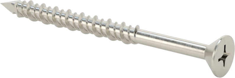 Duvar ve Beton için 410 Paslanmaz Çelik Kılavuzlu Vida, Düz Başlı Phillips, 1/4" Vida Boyutu, 3-1/4" Uzunluk
