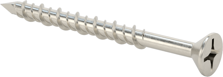 Duvar ve Beton için 410 Paslanmaz Çelik Kılavuzlu Vida, Düz Başlı Phillips, 3/16" Vida Boyutu, 2-1/4" Uzunluk