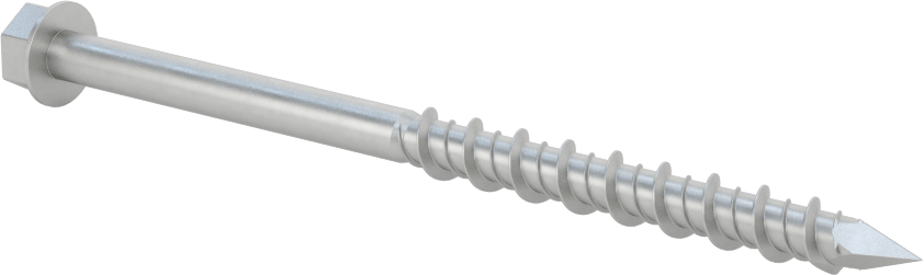 Duvar ve Beton için 410 Paslanmaz Çelik Kılavuzlu Vida, Altıgen Başlık, 1/4" Vida Boyutu, 3-3/4" Uzunluk