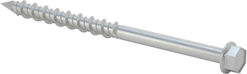 Duvar ve Beton için 410 Paslanmaz Çelik Kılavuzlu Vida, Altıgen Başlık, 1/4" Vida Boyutu, 3-3/4" Uzunluk