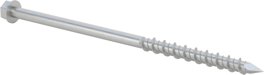 Duvar ve Beton için 410 Paslanmaz Çelik Kılavuzlu Vida, Altıgen Başlık, 1/4" Vida Boyutu, 5 inç Uzunluk
