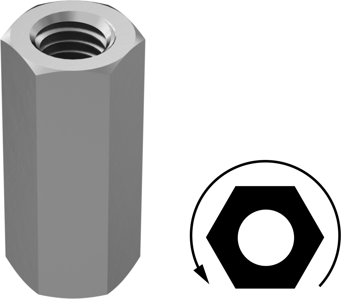 Sol Dişli Bağlantı Somunu, 3/8"-16 Diş Boyutu