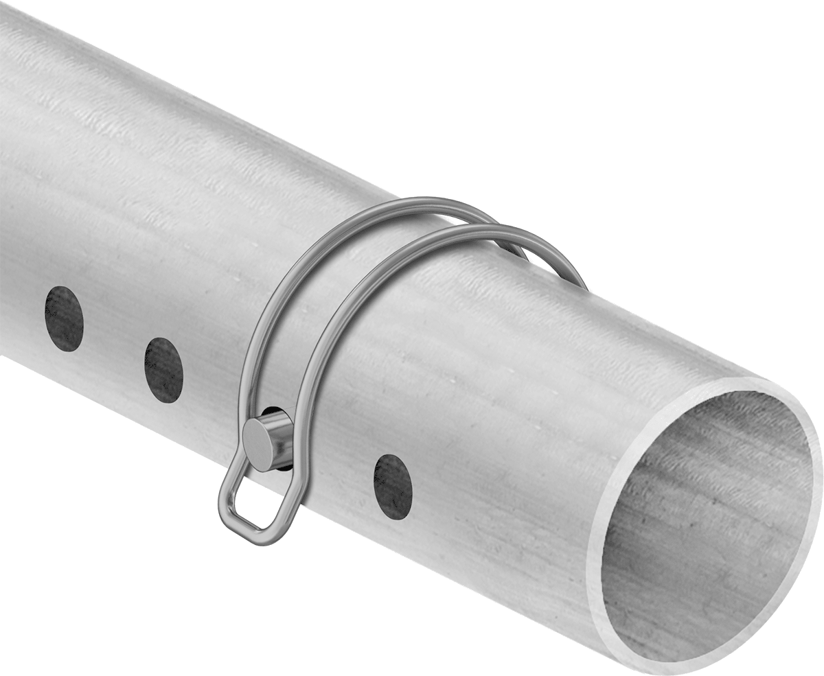 Teleskopik Boru için Tel Tutucu Uç Klipsi, 1-3/8" Boru Dış Çapı için, 3/16" Çap