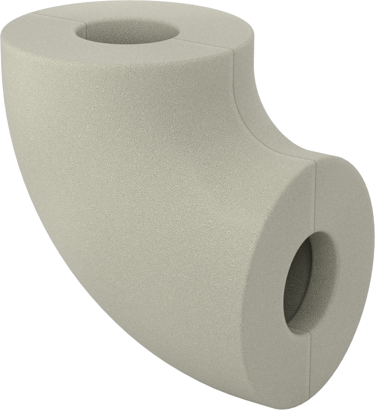 Poliizosiyanürat Köpük Boru Yalıtım Dirseği, Dirsek, 1" Kalın Duvar, 1-3/8" ID